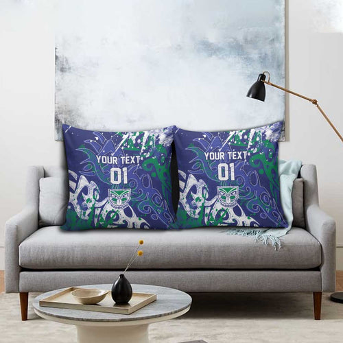 Personalized New Zealand Warriors Rugby Pillow Cover Urban Street Graffiti Style - Distressed Splatter Elements