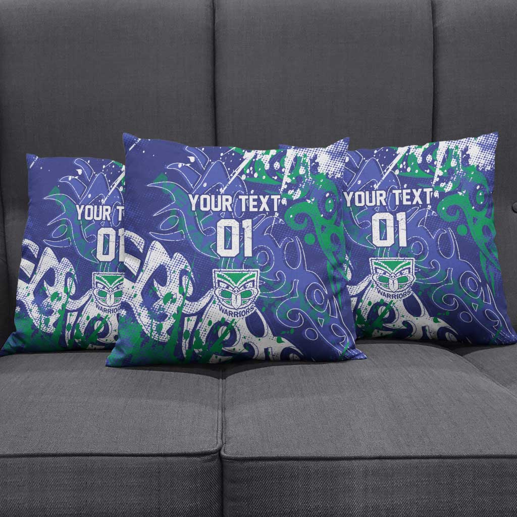Personalized New Zealand Warriors Rugby Pillow Cover Urban Street Graffiti Style - Distressed Splatter Elements