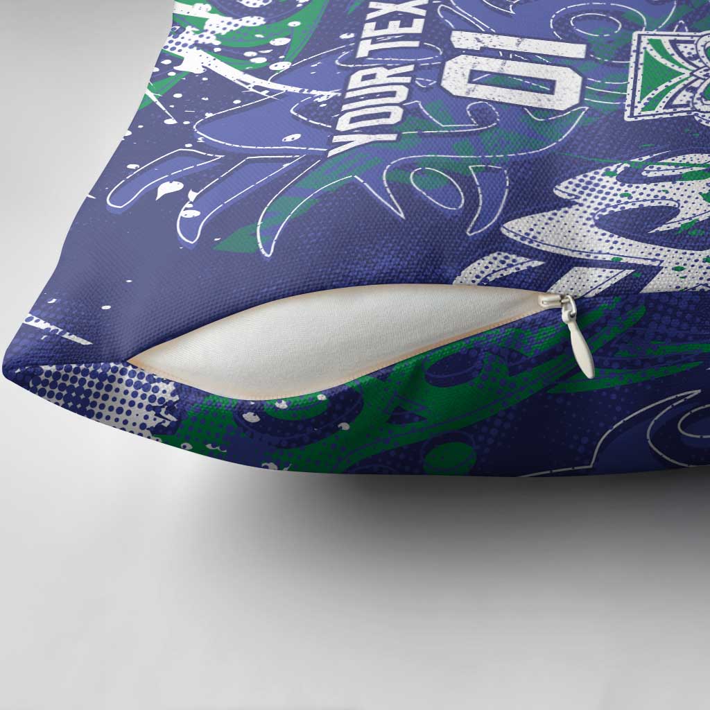 Personalized New Zealand Warriors Rugby Pillow Cover Urban Street Graffiti Style - Distressed Splatter Elements
