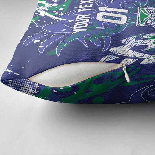 Personalized New Zealand Warriors Rugby Pillow Cover Urban Street Graffiti Style - Distressed Splatter Elements