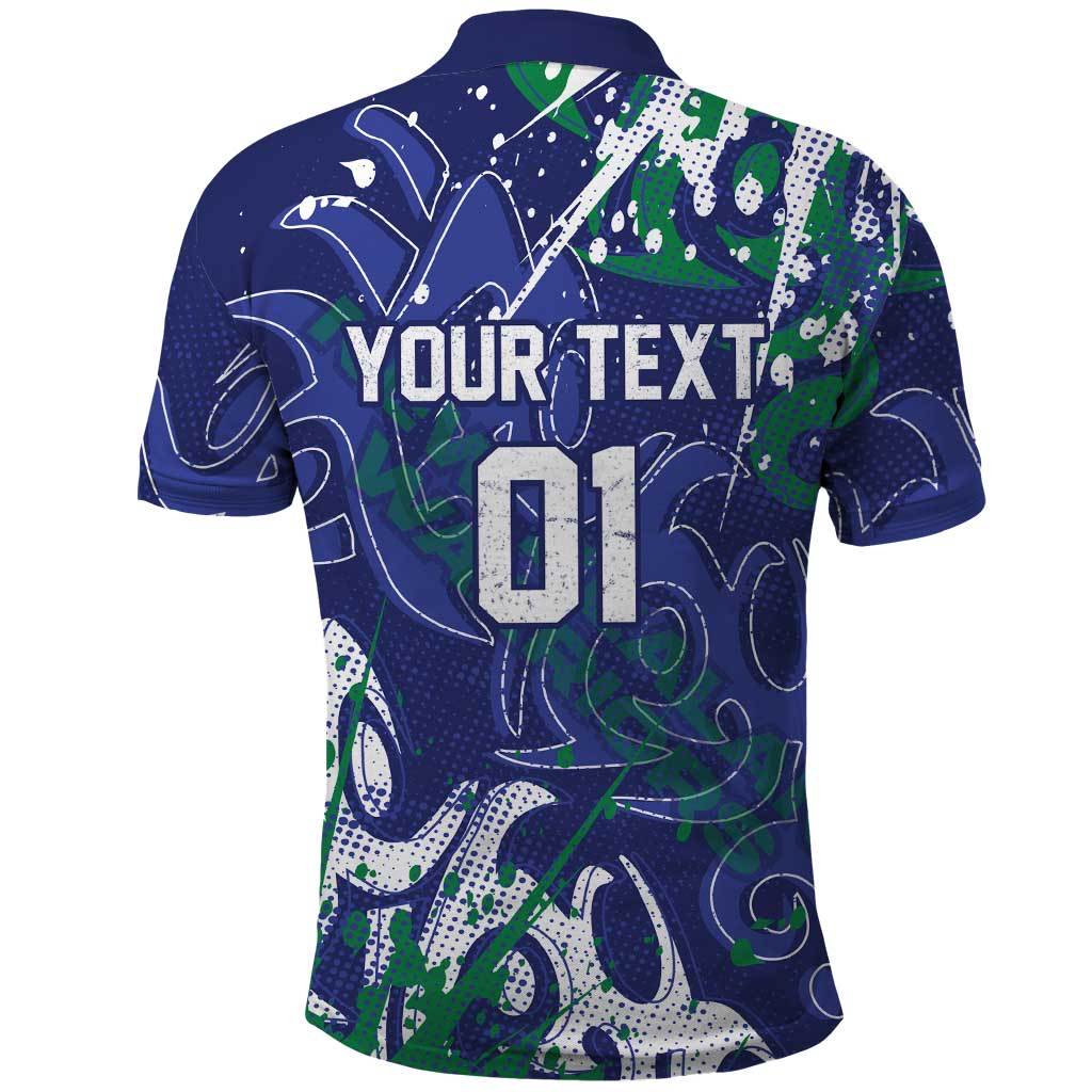 Personalized New Zealand Warriors Rugby Polo Shirt Urban Street Graffiti Style - Distressed Splatter Elements