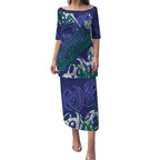 Personalized New Zealand Warriors Rugby Puletasi Urban Street Graffiti Style - Distressed Splatter Elements