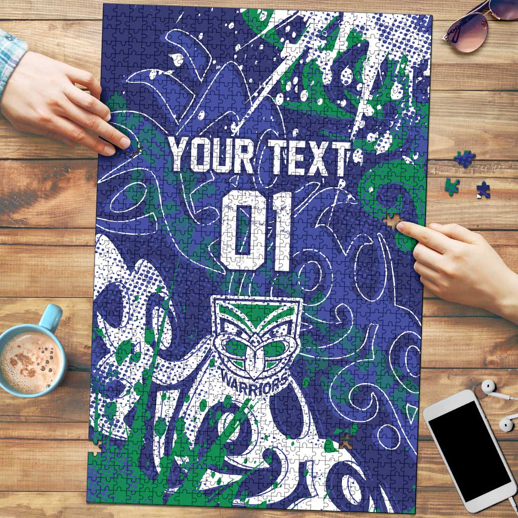 Personalized New Zealand Warriors Rugby Puzzle Urban Street Graffiti Style - Distressed Splatter Elements