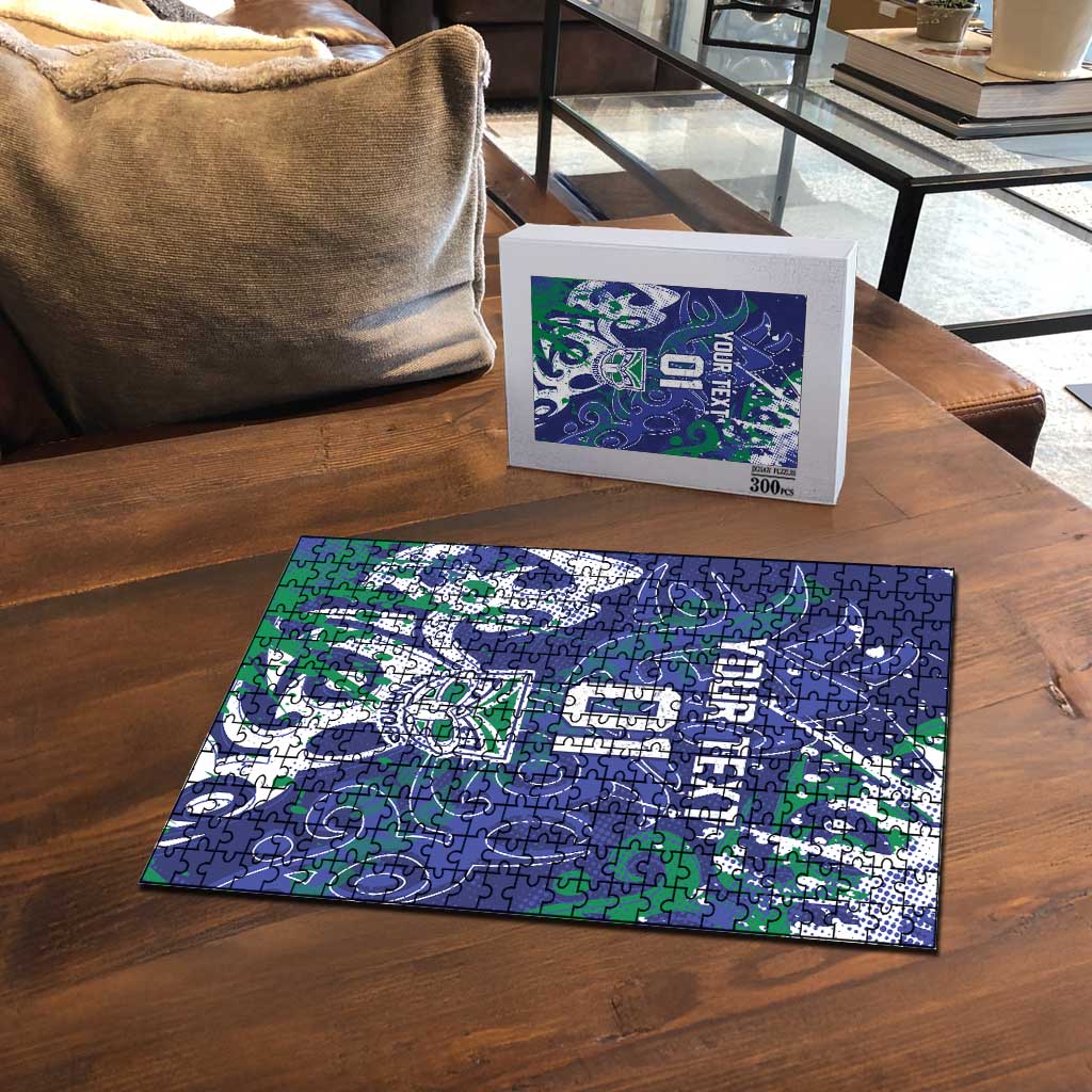 Personalized New Zealand Warriors Rugby Puzzle Urban Street Graffiti Style - Distressed Splatter Elements