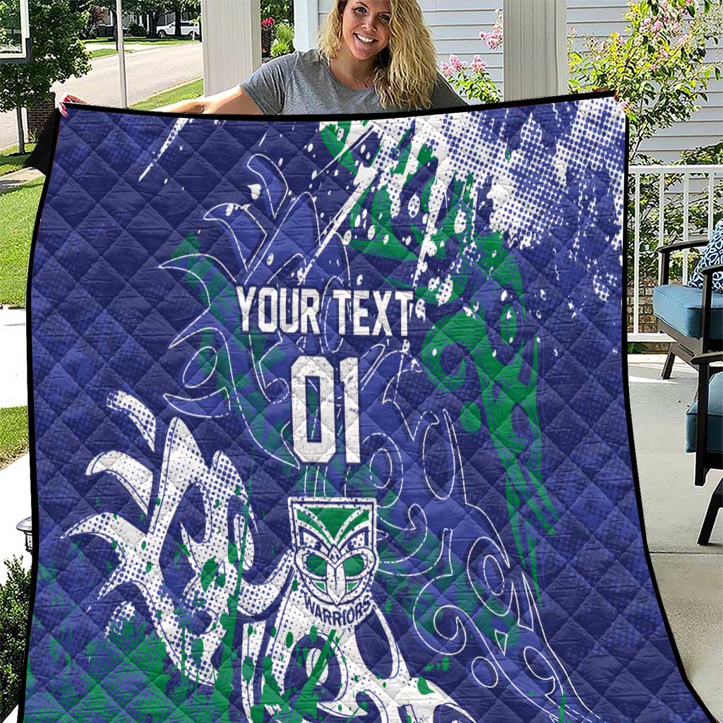 Personalized New Zealand Warriors Rugby Quilt Urban Street Graffiti Style - Distressed Splatter Elements
