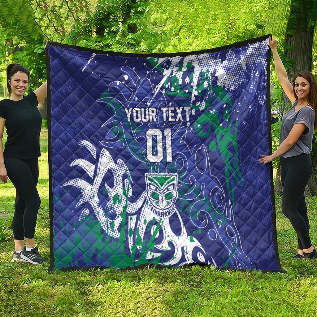 Personalized New Zealand Warriors Rugby Quilt Urban Street Graffiti Style - Distressed Splatter Elements