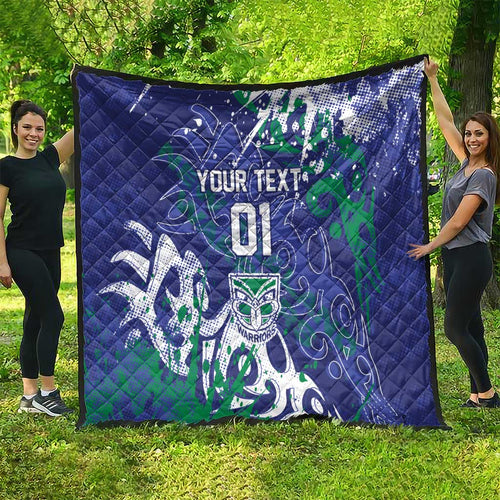 Personalized New Zealand Warriors Rugby Quilt Urban Street Graffiti Style - Distressed Splatter Elements