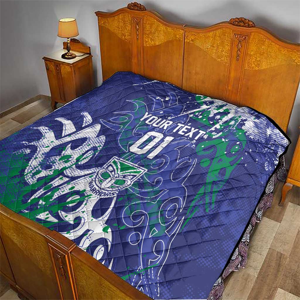 Personalized New Zealand Warriors Rugby Quilt Urban Street Graffiti Style - Distressed Splatter Elements