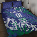 Personalized New Zealand Warriors Rugby Quilt Bed Set Urban Street Graffiti Style - Distressed Splatter Elements