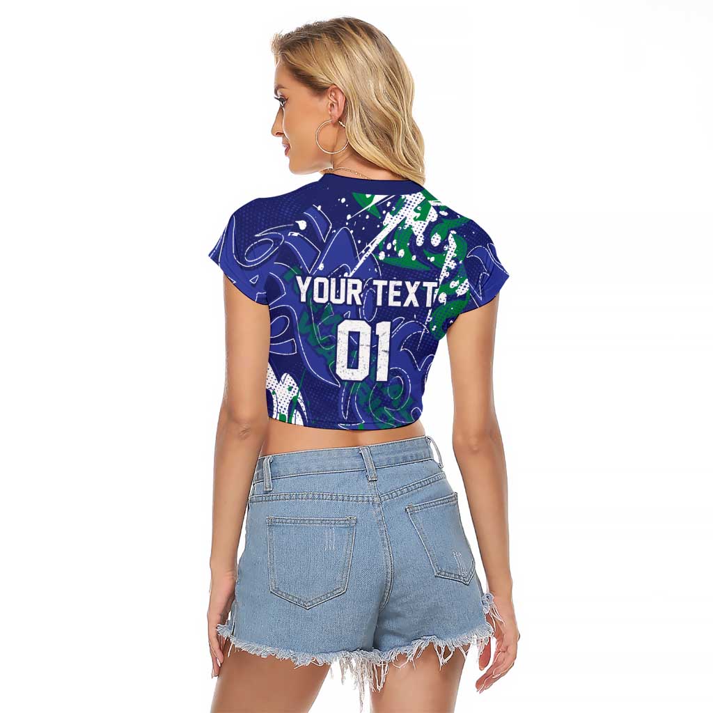 Personalized New Zealand Warriors Rugby Raglan Cropped T Shirt Urban Street Graffiti Style - Distressed Splatter Elements