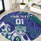 Personalized New Zealand Warriors Rugby Round Carpet Urban Street Graffiti Style - Distressed Splatter Elements
