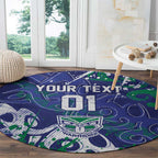 Personalized New Zealand Warriors Rugby Round Carpet Urban Street Graffiti Style - Distressed Splatter Elements