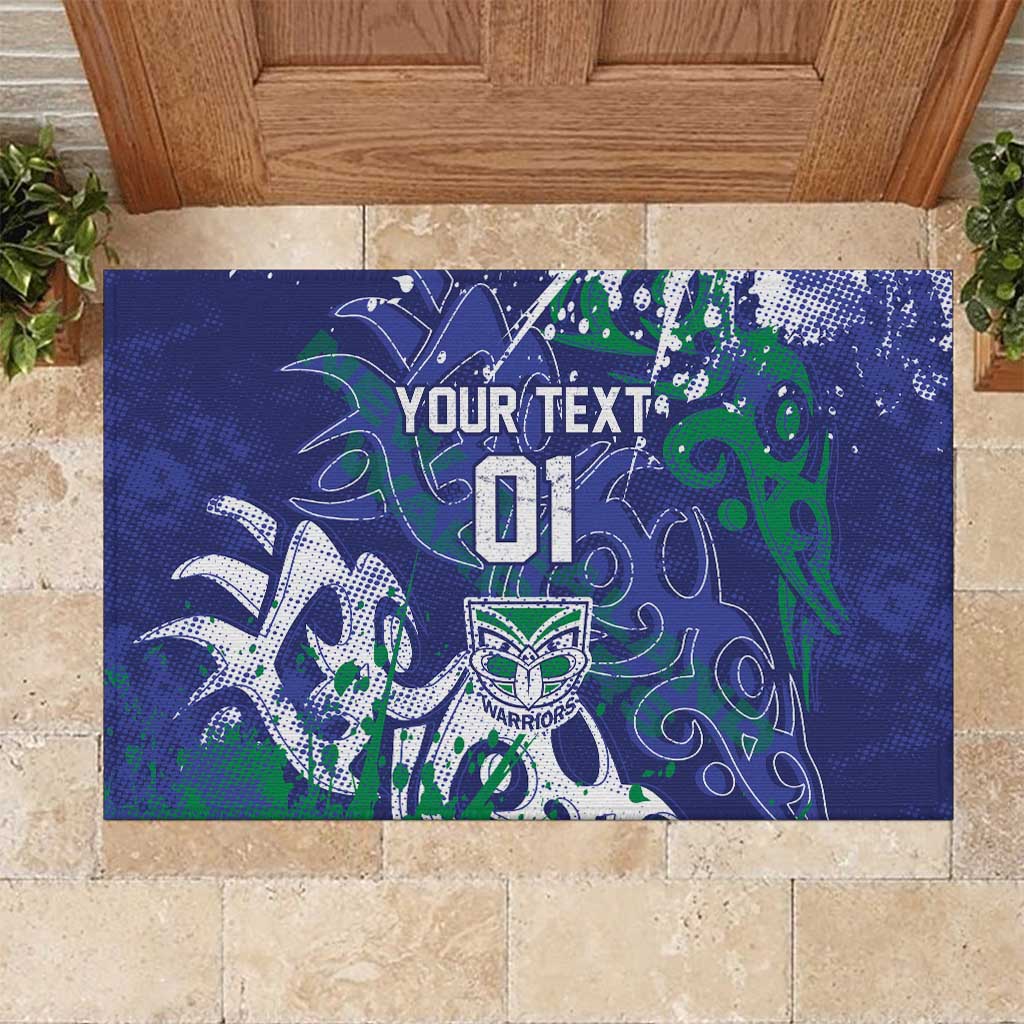 Personalized New Zealand Warriors Rugby Rubber Doormat Urban Street Graffiti Style - Distressed Splatter Elements