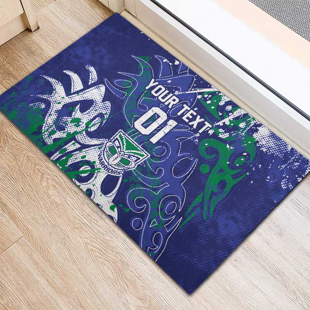 Personalized New Zealand Warriors Rugby Rubber Doormat Urban Street Graffiti Style - Distressed Splatter Elements