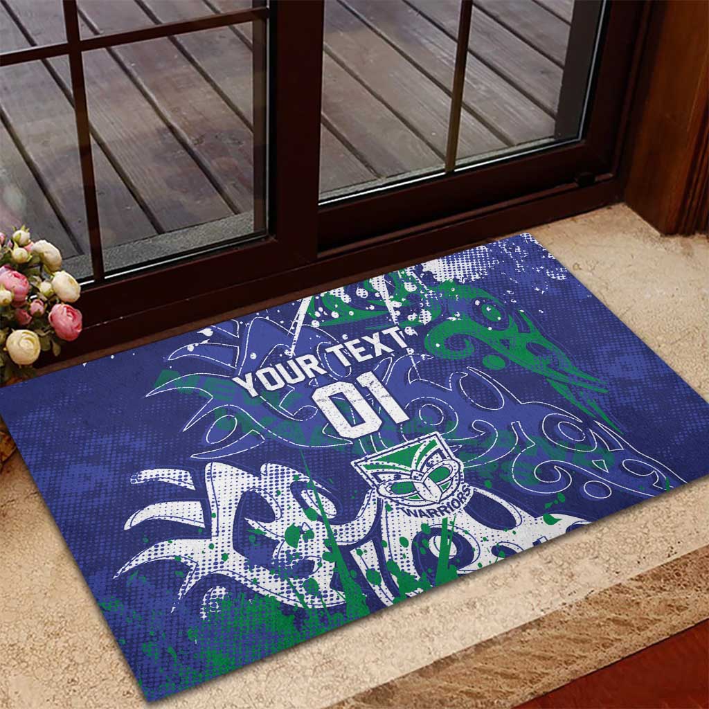 Personalized New Zealand Warriors Rugby Rubber Doormat Urban Street Graffiti Style - Distressed Splatter Elements