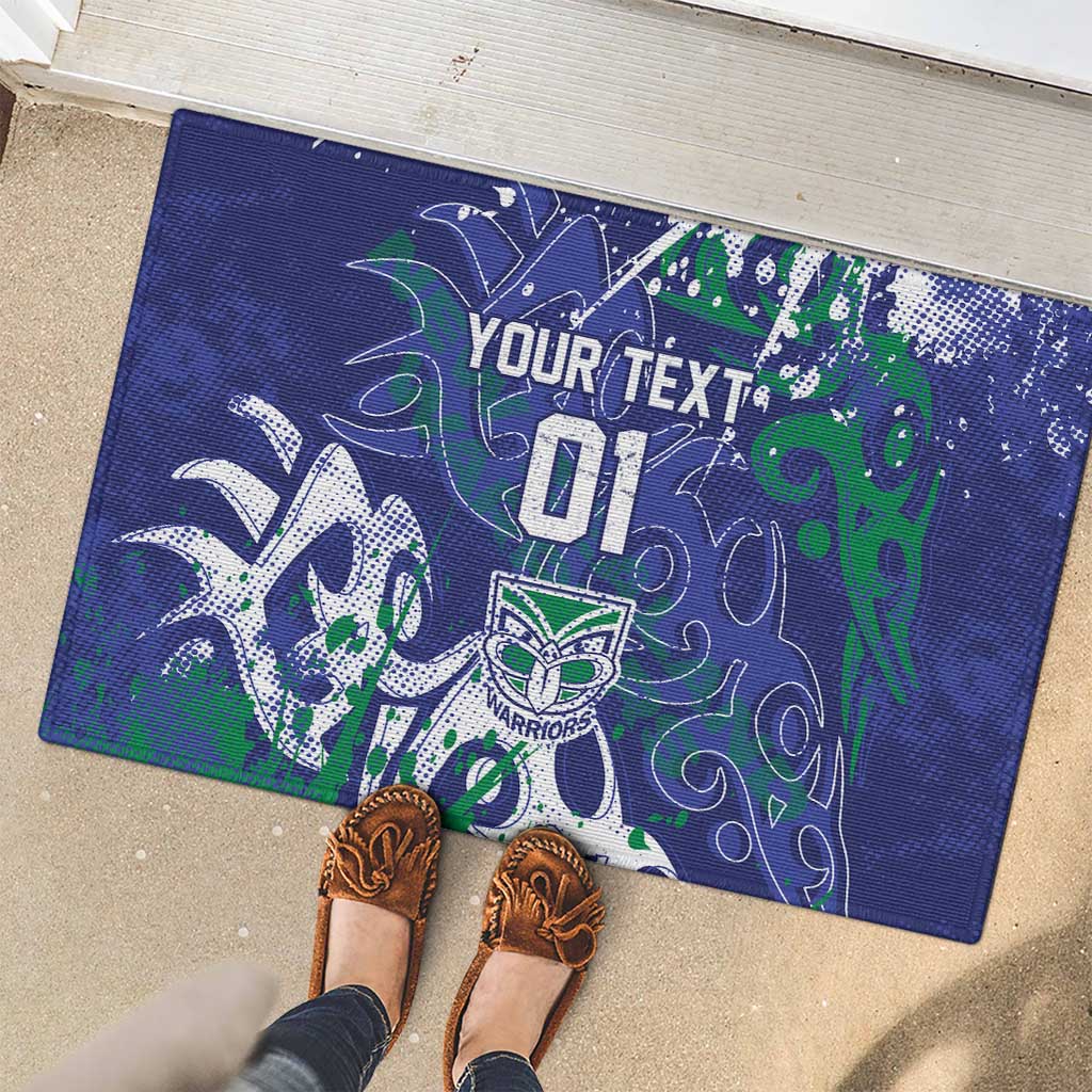 Personalized New Zealand Warriors Rugby Rubber Doormat Urban Street Graffiti Style - Distressed Splatter Elements