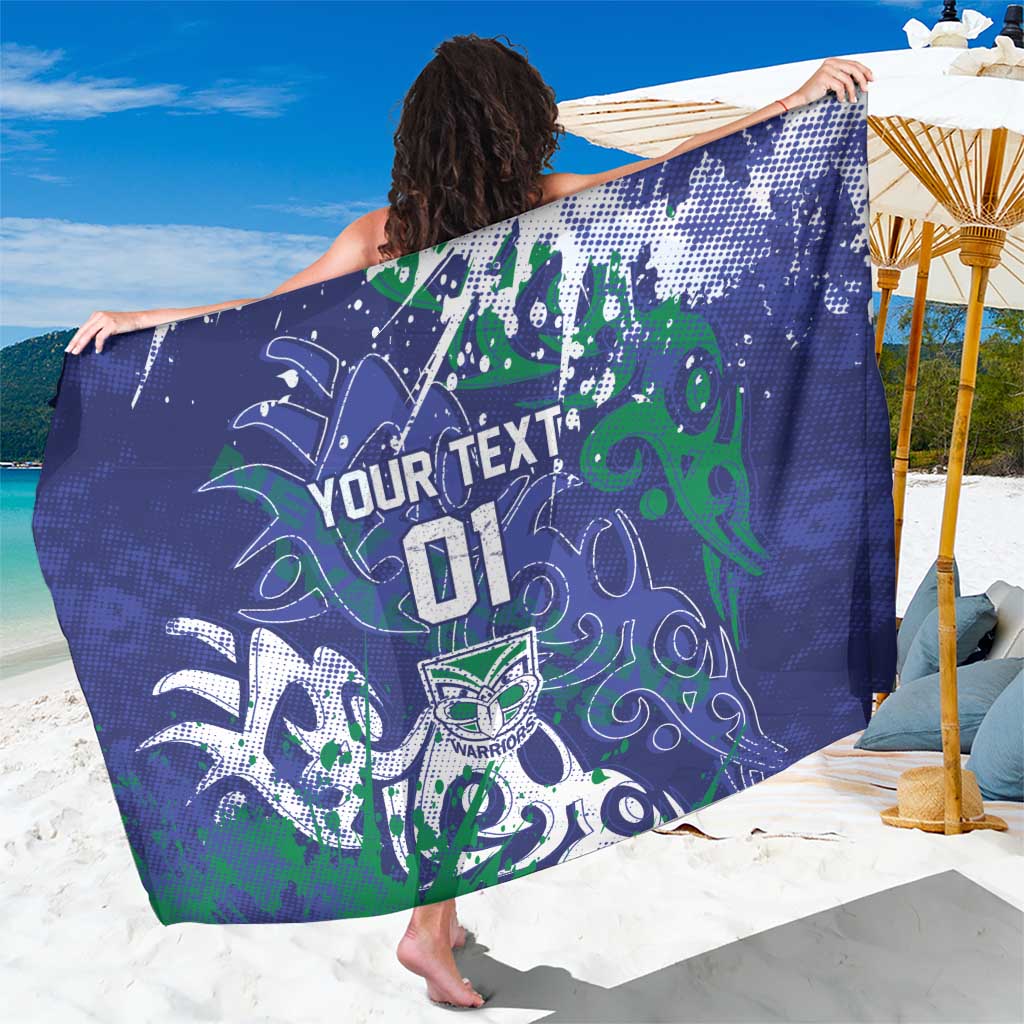 Personalized New Zealand Warriors Rugby Sarong Urban Street Graffiti Style - Distressed Splatter Elements