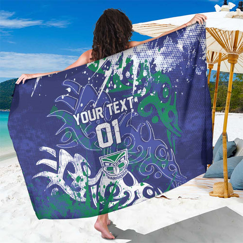 Personalized New Zealand Warriors Rugby Sarong Urban Street Graffiti Style - Distressed Splatter Elements