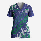Personalized New Zealand Warriors Rugby Scrub Top Urban Street Graffiti Style - Distressed Splatter Elements