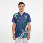 Personalized New Zealand Warriors Rugby Scrub Top Urban Street Graffiti Style - Distressed Splatter Elements