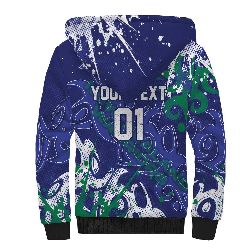 Personalized New Zealand Warriors Rugby Sherpa Hoodie Urban Street Graffiti Style - Distressed Splatter Elements