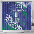 Personalized New Zealand Warriors Rugby Shower Curtain Urban Street Graffiti Style - Distressed Splatter Elements