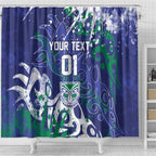 Personalized New Zealand Warriors Rugby Shower Curtain Urban Street Graffiti Style - Distressed Splatter Elements