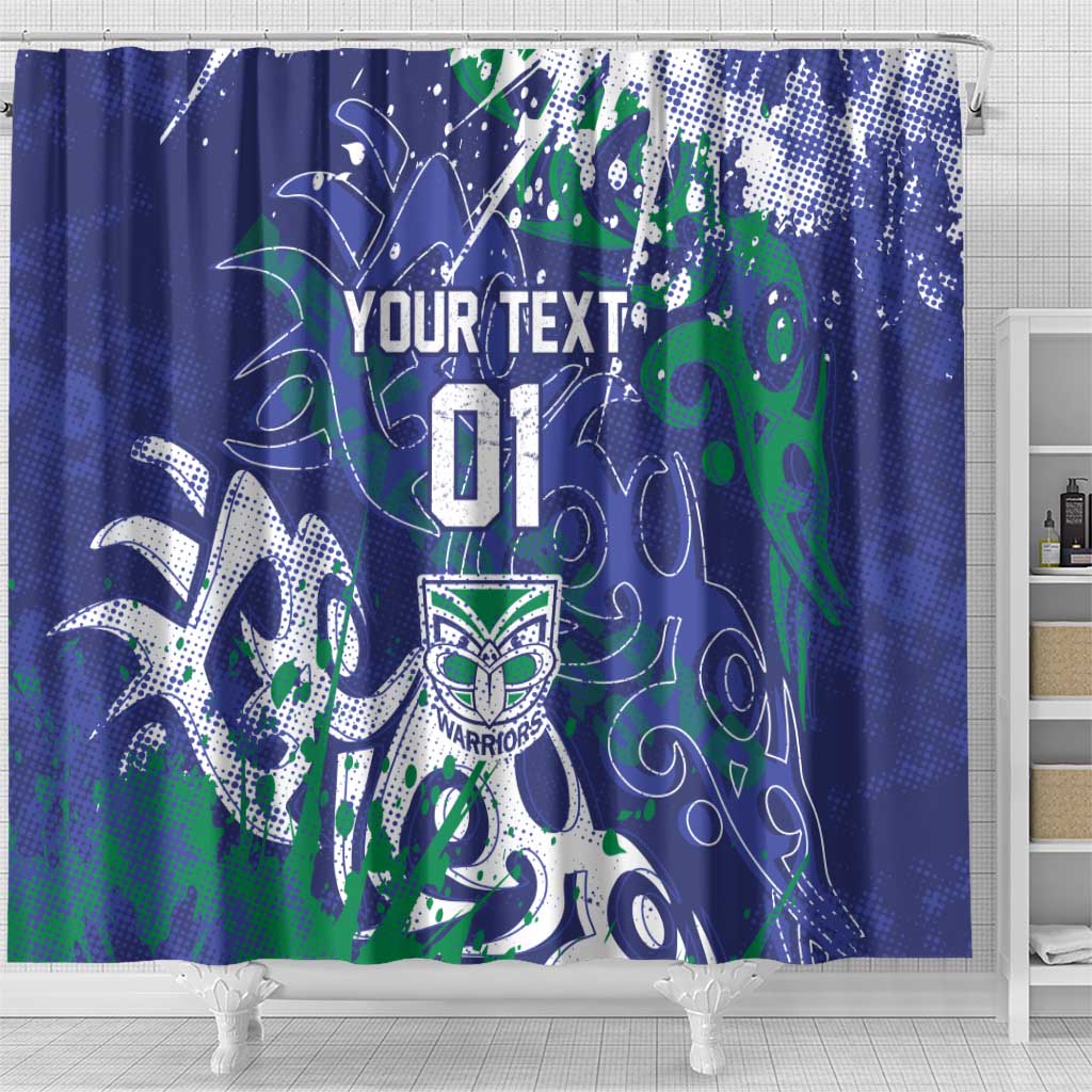 Personalized New Zealand Warriors Rugby Shower Curtain Urban Street Graffiti Style - Distressed Splatter Elements