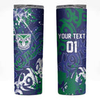 Personalized New Zealand Warriors Rugby Skinny Tumbler Urban Street Graffiti Style - Distressed Splatter Elements