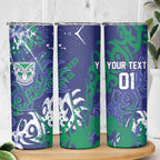 Personalized New Zealand Warriors Rugby Skinny Tumbler Urban Street Graffiti Style - Distressed Splatter Elements