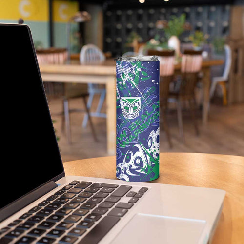 Personalized New Zealand Warriors Rugby Skinny Tumbler Urban Street Graffiti Style - Distressed Splatter Elements
