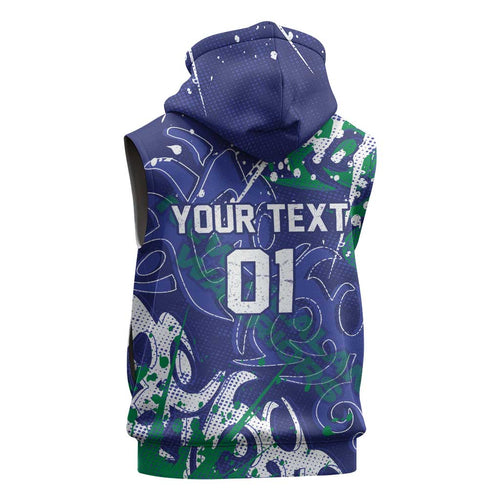 Personalized New Zealand Warriors Rugby Sleeveless Hoodie Urban Street Graffiti Style - Distressed Splatter Elements