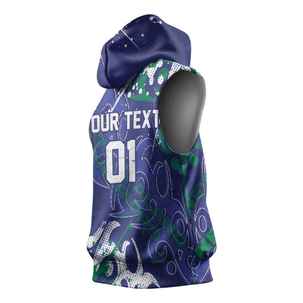 Personalized New Zealand Warriors Rugby Sleeveless Hoodie Urban Street Graffiti Style - Distressed Splatter Elements