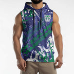 Personalized New Zealand Warriors Rugby Sleeveless Hoodie Urban Street Graffiti Style - Distressed Splatter Elements