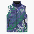 Personalized New Zealand Warriors Rugby Sleeveless Puffer Jacket Urban Street Graffiti Style - Distressed Splatter Elements