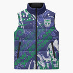 Personalized New Zealand Warriors Rugby Sleeveless Puffer Jacket Urban Street Graffiti Style - Distressed Splatter Elements