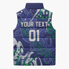 Personalized New Zealand Warriors Rugby Sleeveless Puffer Jacket Urban Street Graffiti Style - Distressed Splatter Elements