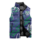 Personalized New Zealand Warriors Rugby Sleeveless Puffer Jacket Urban Street Graffiti Style - Distressed Splatter Elements
