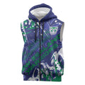 Personalized New Zealand Warriors Rugby Sleeveless Zip Hoodie Urban Street Graffiti Style - Distressed Splatter Elements