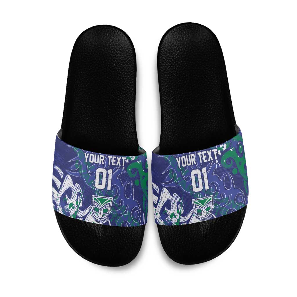 Personalized New Zealand Warriors Rugby Slide Sandals Urban Street Graffiti Style - Distressed Splatter Elements