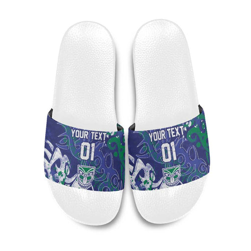 Personalized New Zealand Warriors Rugby Slide Sandals Urban Street Graffiti Style - Distressed Splatter Elements