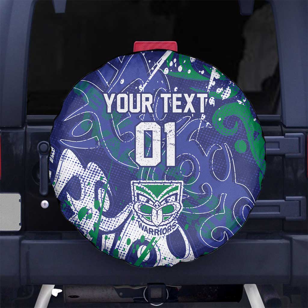 Personalized New Zealand Warriors Rugby Spare Tire Cover Urban Street Graffiti Style - Distressed Splatter Elements
