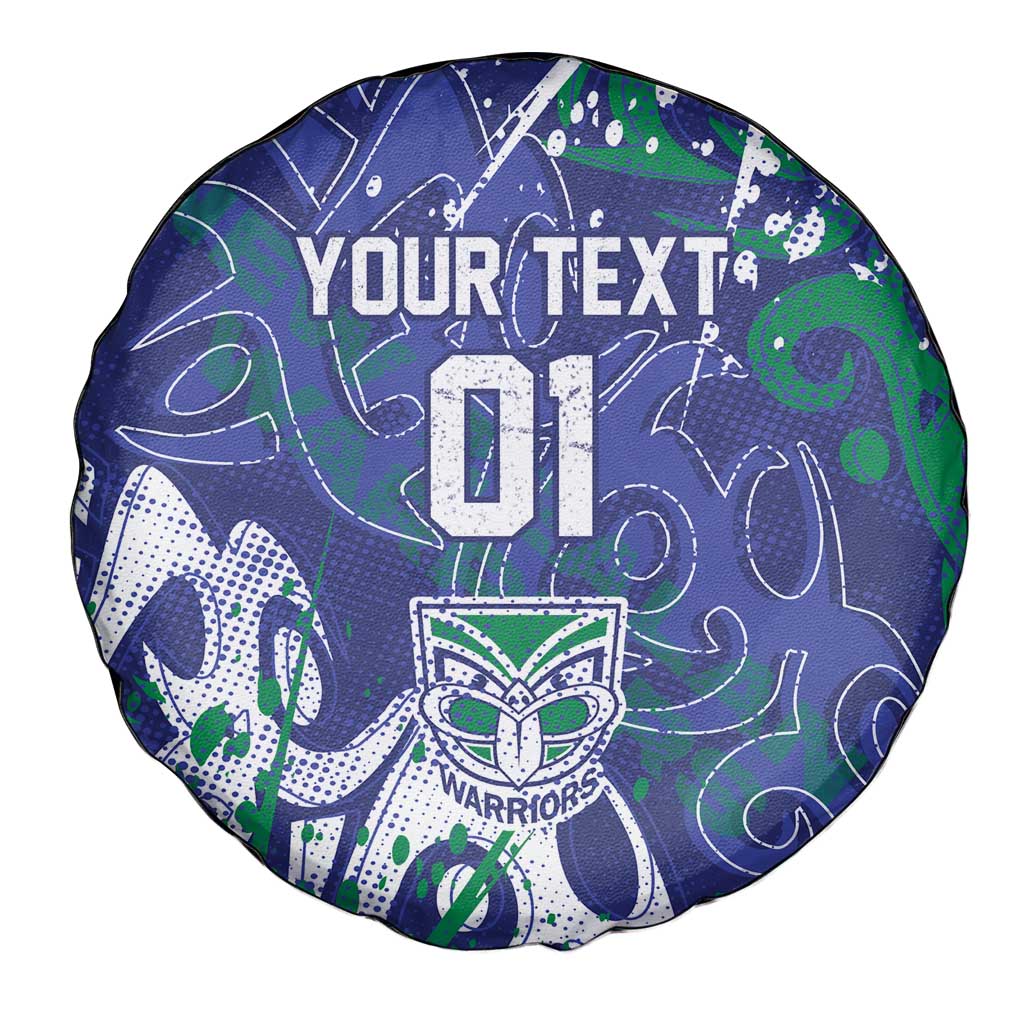 Personalized New Zealand Warriors Rugby Spare Tire Cover Urban Street Graffiti Style - Distressed Splatter Elements