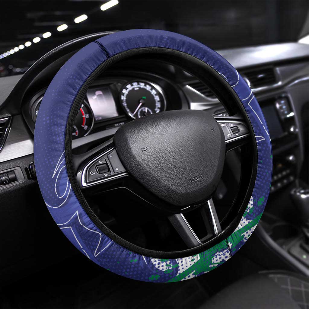 New Zealand Warriors Rugby Steering Wheel Cover Urban Street Graffiti Style - Distressed Splatter Elements