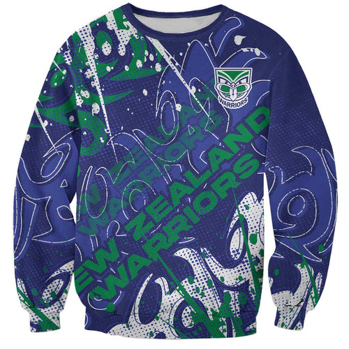 Personalized New Zealand Warriors Rugby Sweatshirt Urban Street Graffiti Style - Distressed Splatter Elements