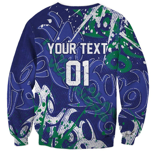 Personalized New Zealand Warriors Rugby Sweatshirt Urban Street Graffiti Style - Distressed Splatter Elements