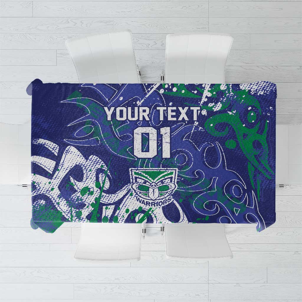 Personalized New Zealand Warriors Rugby Tablecloth Urban Street Graffiti Style - Distressed Splatter Elements