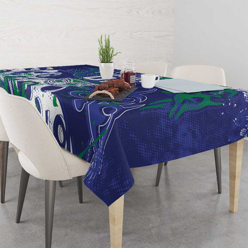 Personalized New Zealand Warriors Rugby Tablecloth Urban Street Graffiti Style - Distressed Splatter Elements