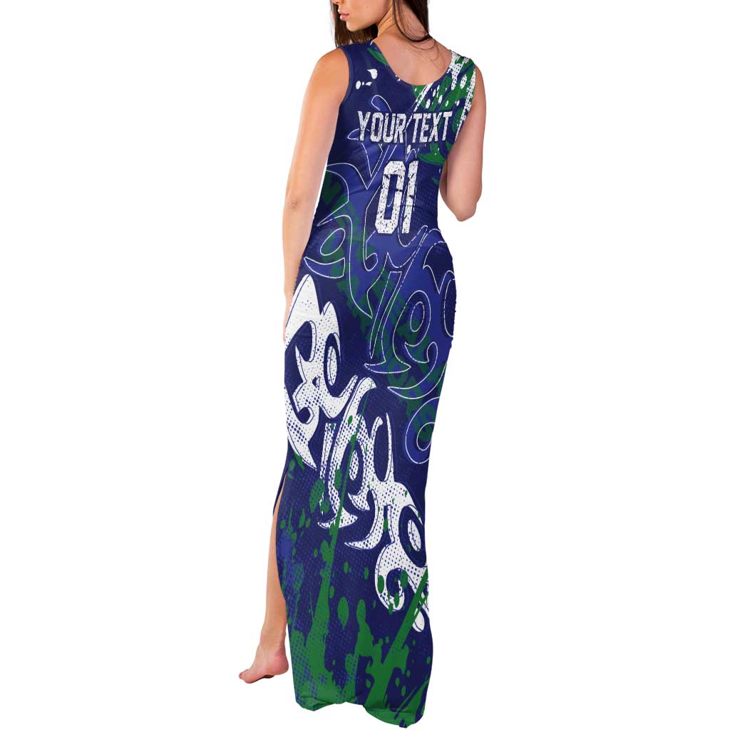 Personalized New Zealand Warriors Rugby Tank Maxi Dress Urban Street Graffiti Style - Distressed Splatter Elements