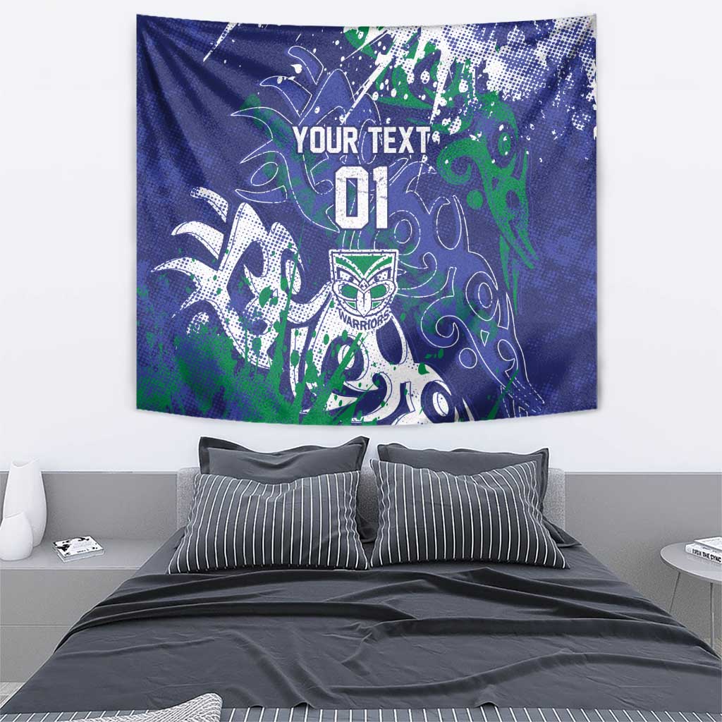 Personalized New Zealand Warriors Rugby Tapestry Urban Street Graffiti Style - Distressed Splatter Elements